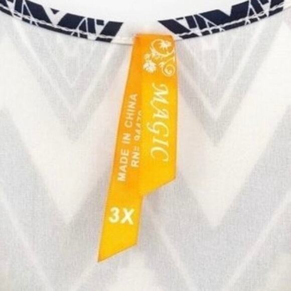 Magic Women's Maxi Dress 3X Chevron Stripe Navy Blue & White Sleeveless Blouson - Picture 6 of 8